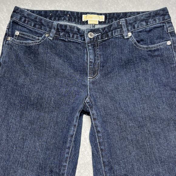 Michael Kors Blue Washed Flared Ankle Denim Jeans Raw Hem Stretch Women’s SZ: 10 - Picture 3 of 14